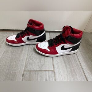 Red and White High-Top Sneakers